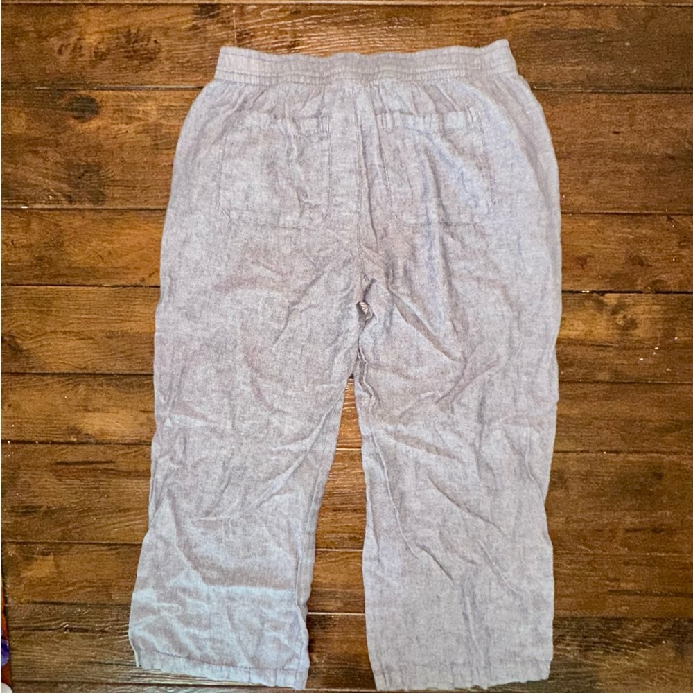 Mid-Rise Linen Blend Cropped Pants